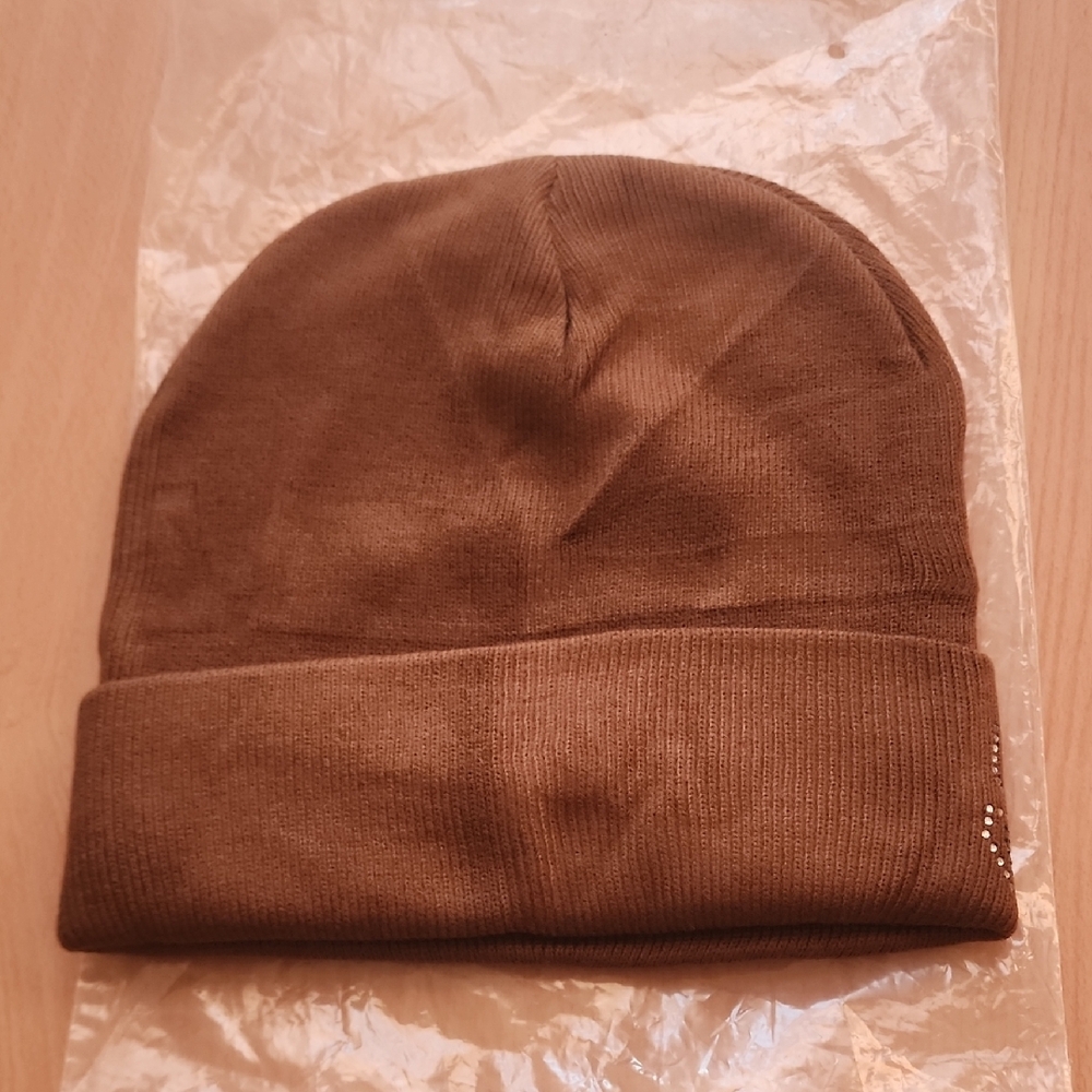 Brown Rhinestone Spider Web Beanie - Picture 2 of 3
